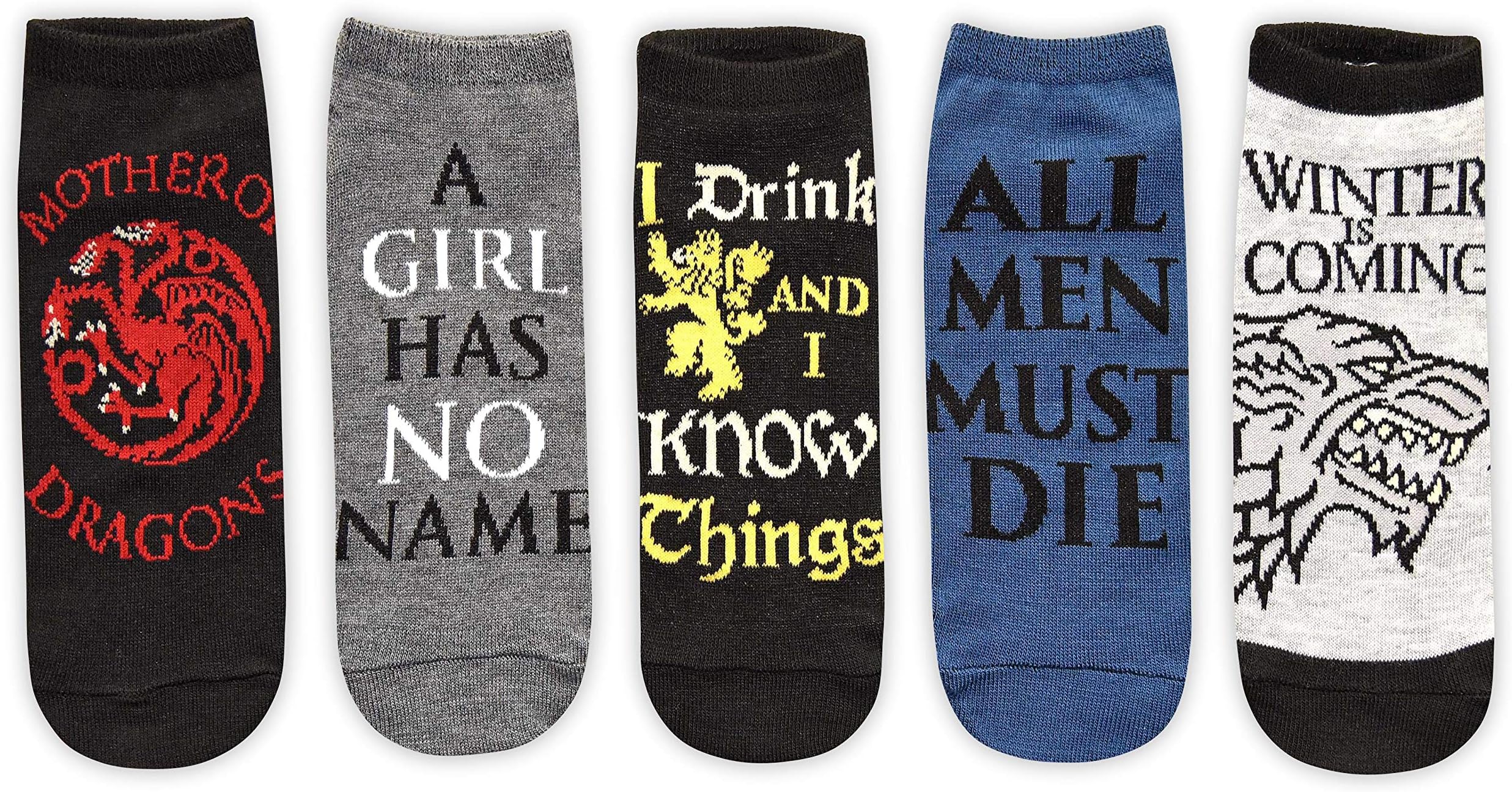 Hyp Game of Thrones Quotes Juniors/Womens 5 Pack Ankle Socks Size 4-10