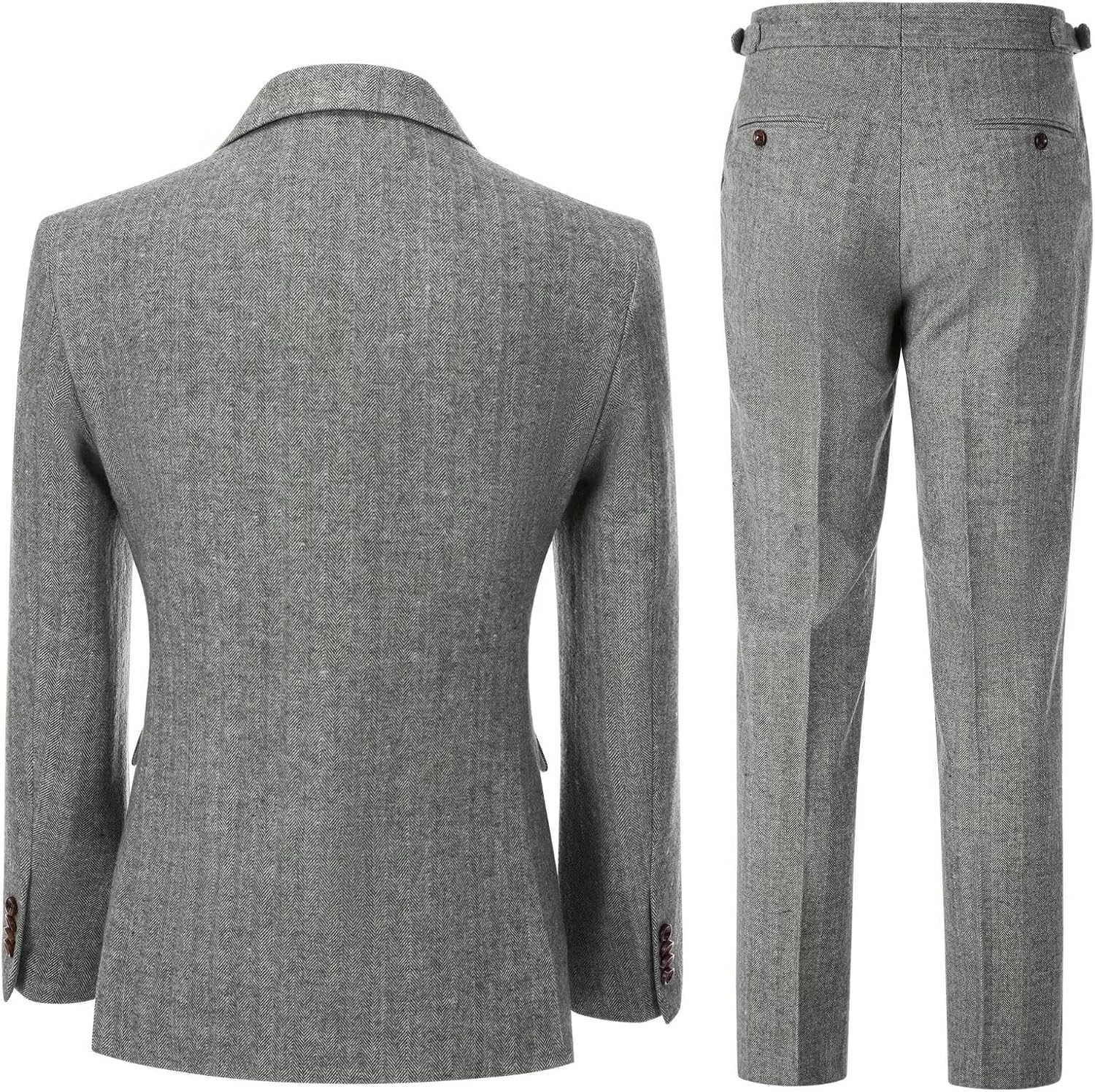 Mens Suits 2 Piece Herringbone Tweed Suit for Men Slim Fit Suit Set Formal Wedding Prom Tuxedos Business Tweed Suit