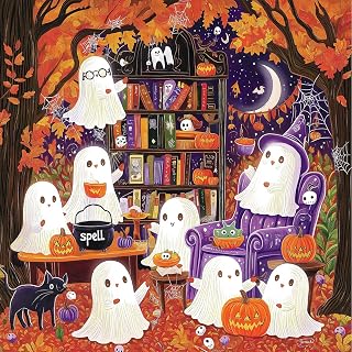 Halloween Puzzle for Adults 500 Pieces, Little Ghost Spooky Holiday Theme