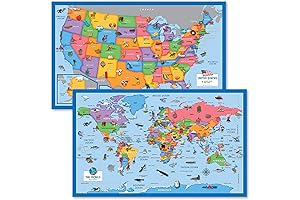 Educational Maps for Kids - World & USA Illustrated 2 Pack