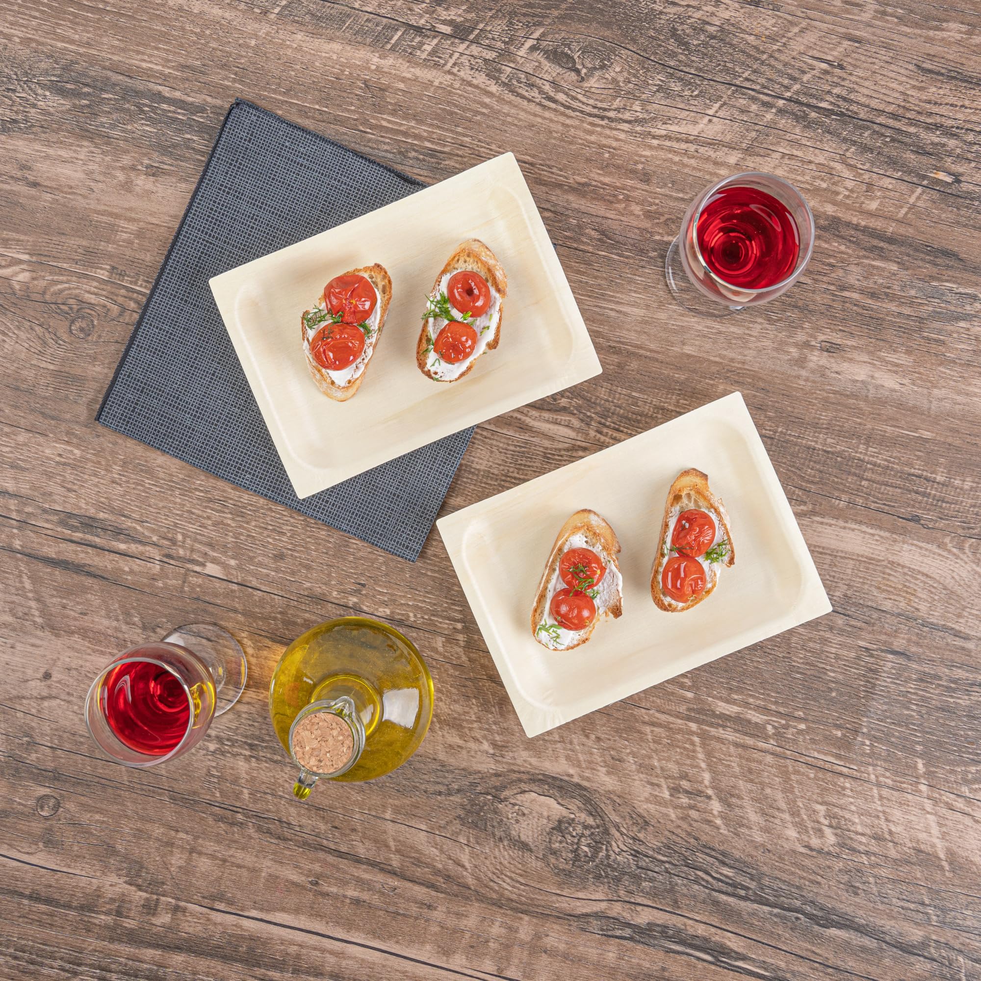 Restaurantware - Platos de servir Taipei de 7 x 5.1 pulgadas, 200 platos desechables para fiestas, sostenibles, a prueba de grasa, platos de madera de álamo, resistentes, para fiestas, bodas, camping,