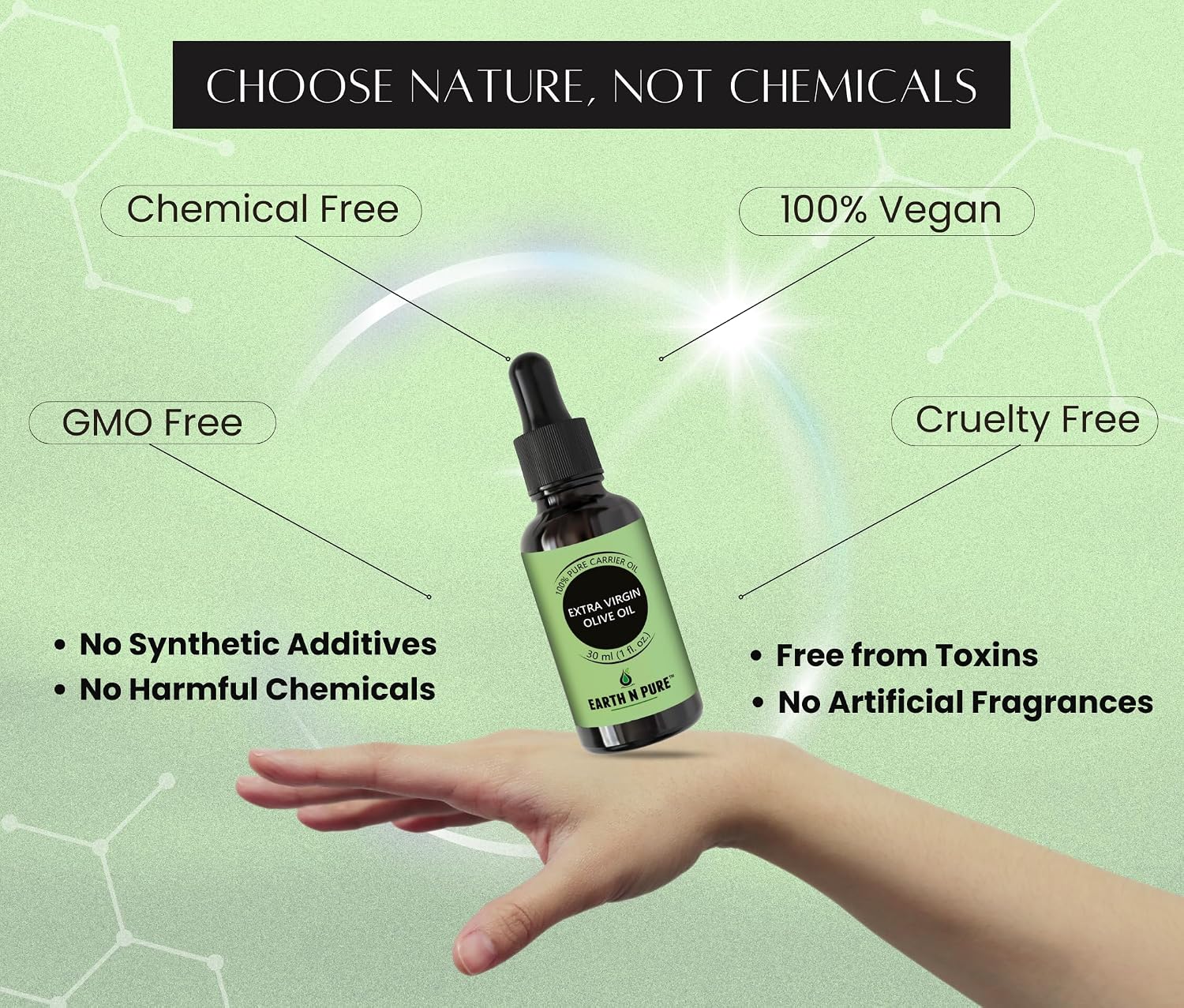 Earth N Pure Extra Virgin Olive Oil (Jaitun Oil) Cold Pressed, Natural, Therapeutic Grade 100 ml