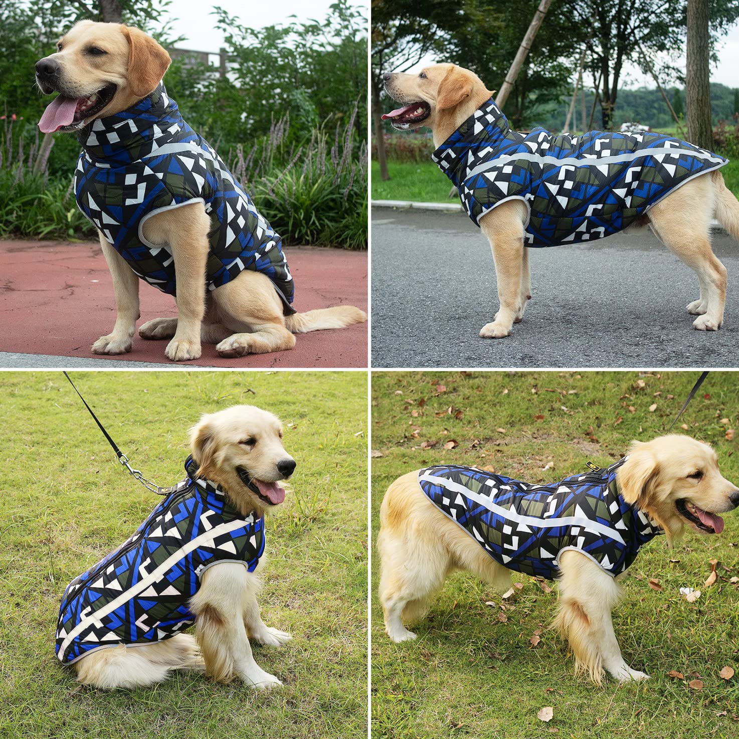 Idepet Haustier Katze Hundemantel, warme Hundepullover Winter klein mittel groß Hundejacken Weste Winddicht Schneeanzug Hundekleidung Outfit mit Gurtloch