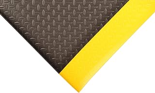 Notrax 419 Diamond Sof-Tred Anti-Fatigue Mat with Dyna-Shield - 2x6 ft Black/Yellow Safety Floor Mat for Labs & Workstations