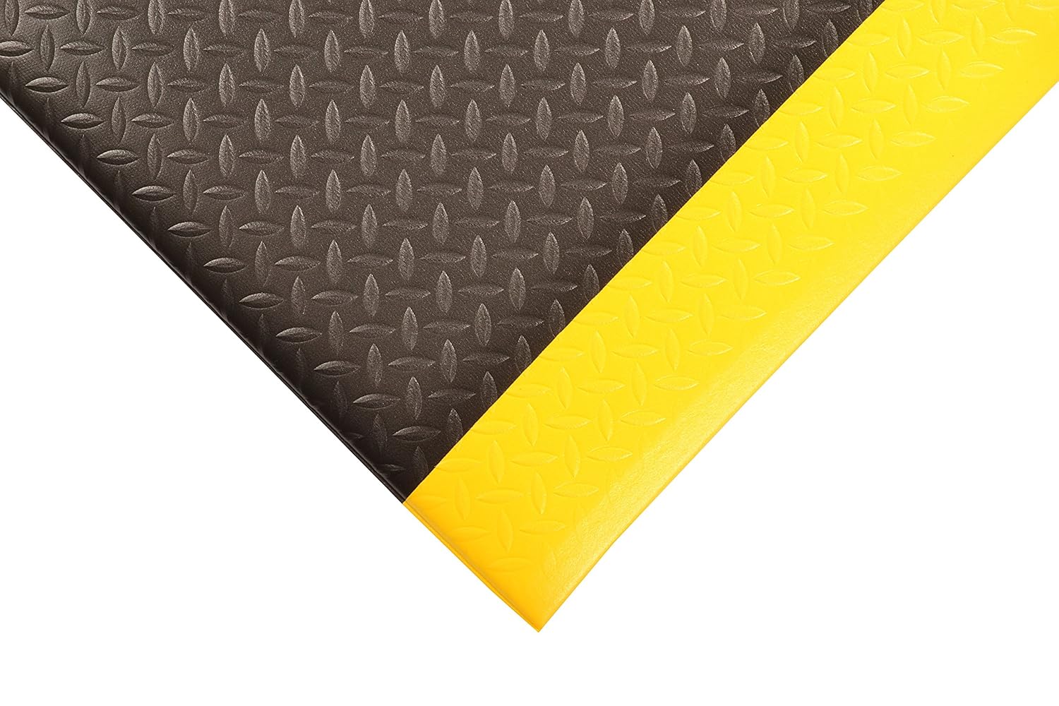Notrax 419 Diamond Sof-Tred Anti-Fatigue Mat with Dyna-Shield - 2x6 ft Black/Yellow Safety Floor Mat for Labs & Workstations