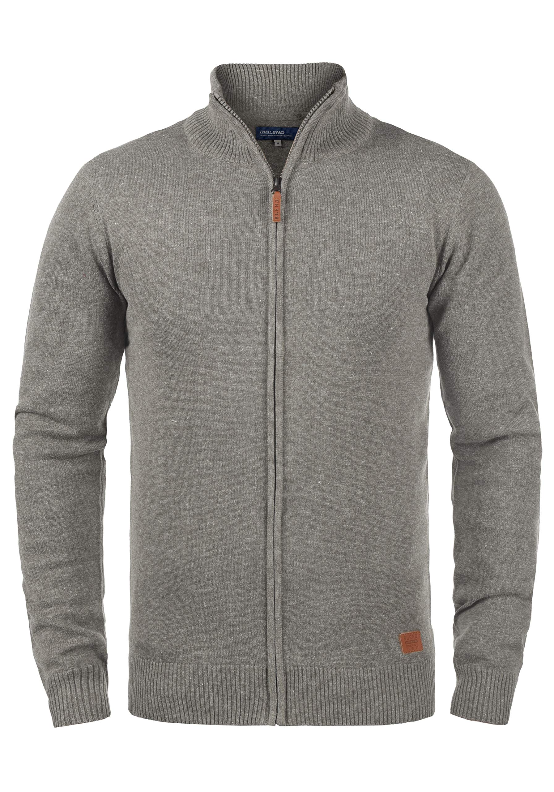 Blend BHNorman Herren Strickjacke Cardigan Feinstrick Pullover mit Stehkragen Reißverschluss Rippbündchen Baumwollmischung Regular fit