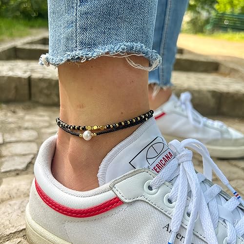 Miniatura 3 de Boho Surfer Anklet Women - Ankle Bracelet for Her - Hippie Style - Handmade Beach Jewelry & Festival Accessories - Waterproof & Adjustable - Waxed