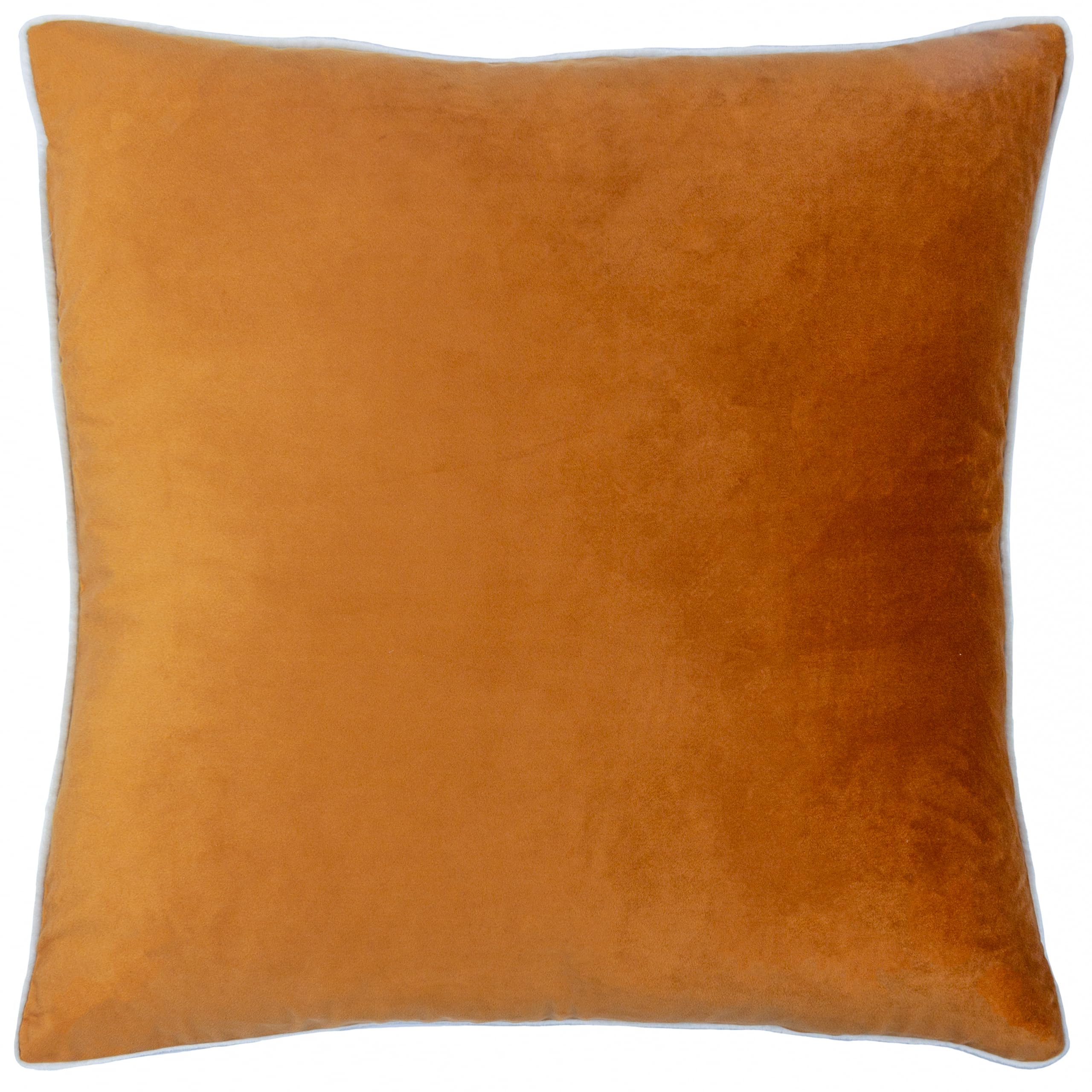 furn. Meridian Kissenbezug – luxuriöser kontrastfarbener paspelierter Samt-Dekobezug (Ingwer/Ecru – 45x45cm)