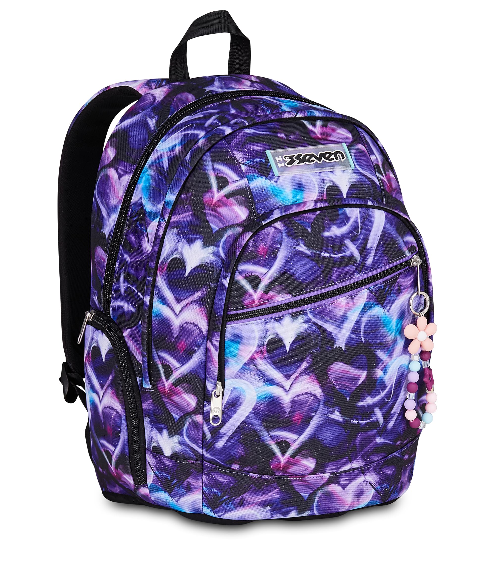Seven Zaino Scuola Dual LOVEPASS, Doppio Scomparto, Viola, 32 L, Multifunzione, Tasca attrezzata, Tasca laterale porta borraccia, Scomparto porta pc ablet, Scuola media e superiore, Bambina, Ragazza