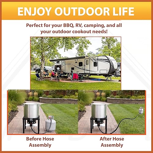 Miniatura 2 de Manguera de gas propano de 6 pies, ensamblaje de manguera de aire de baja presión con conector hembra de 38 pulgadas x 38 pulgadas macho NP, presión