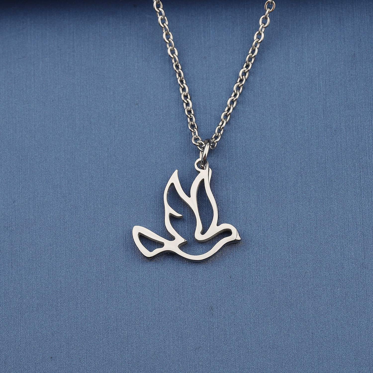 MYOSPARK Stainless Steel Soaring Dove Bird Pendant Necklace Bird Jewelry Peace Gift For Her - Image 3