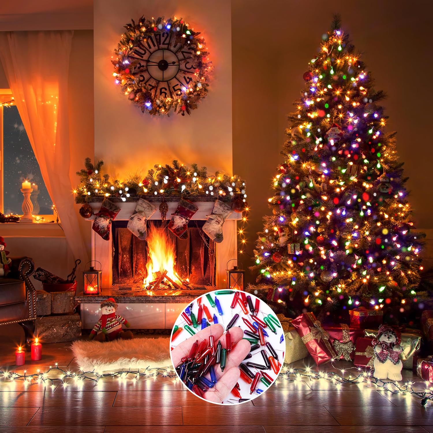 Ruisita 240 Pieces Multi Color Mini Christmas 2.5 Volt Replacement Light Bulbs for Christmas Trees Decorations