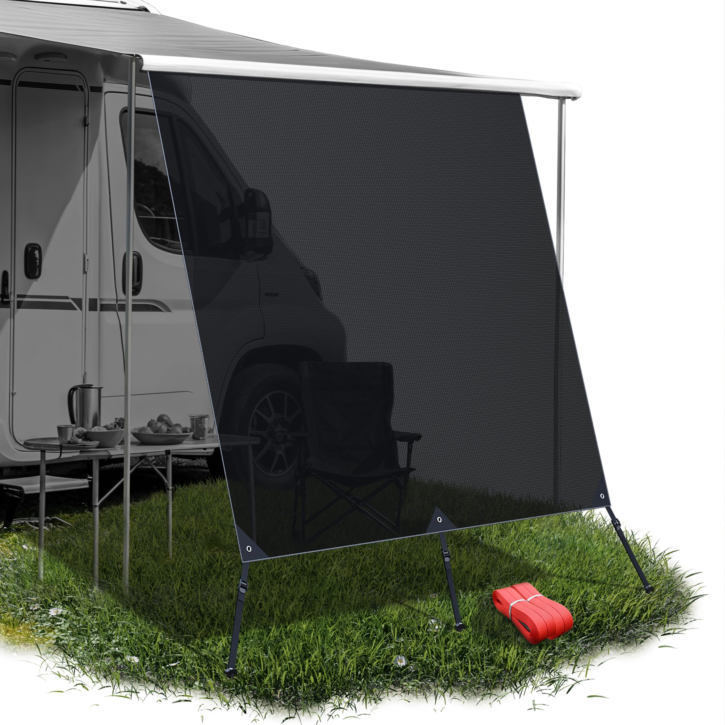LAINFELD Toldo de Refuerzo de 2,4 x 2,0 m, protección Solar para autocaravanas, toldo Apto para Thule Omnistor, Barra de Refuerzo para Accesorios