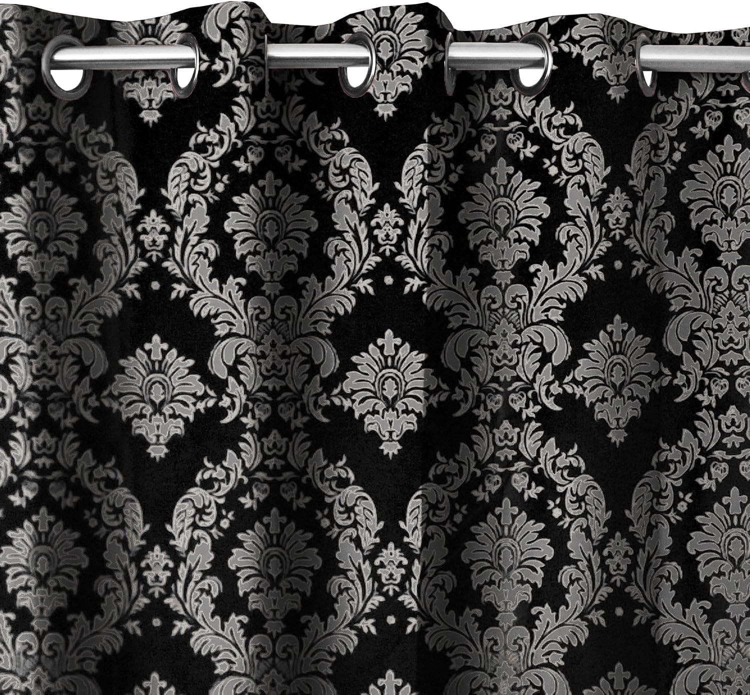 lovemyfabric Grommet Blackout Curtain Taffeta Flocked Damask 56" Wide Window Treatment (Ivory on Ivory, 55" Tall)