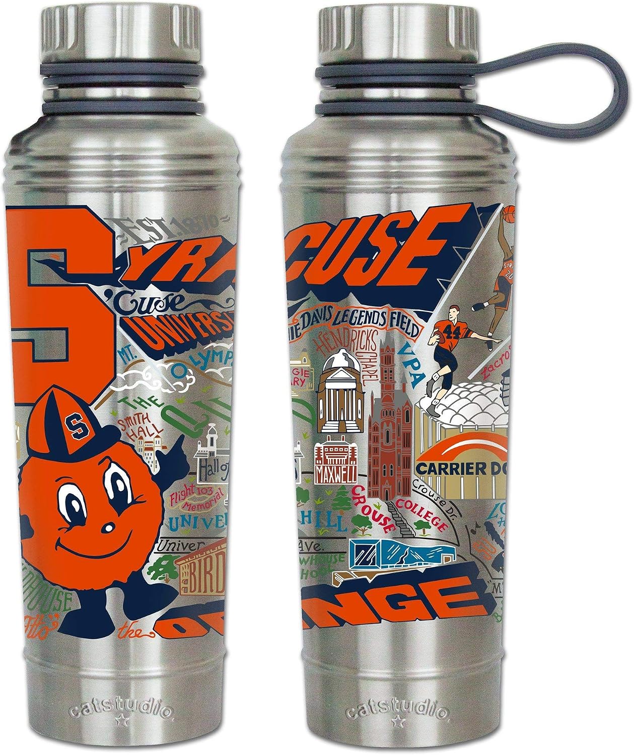 Catstudio Syracuse Stainless Steel Water Bottle | Triple Wall Insulation With Non Slip Bottom | Great For Running, Hiking, Sports, & Travel