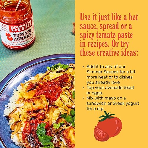 Miniatura 5 de Brooklyn Delhi Tomate Achaar - 9 onzas - Sabor salado picante y ácido hecho con tomates cultivados localmente tamarindo una mezcla de especias