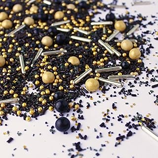 Black Gold Dessert Sprinkles Graduation New Year's Christmas Glam Colorful Candy Sprinkles Mix For Baking Edible Cake Deco...