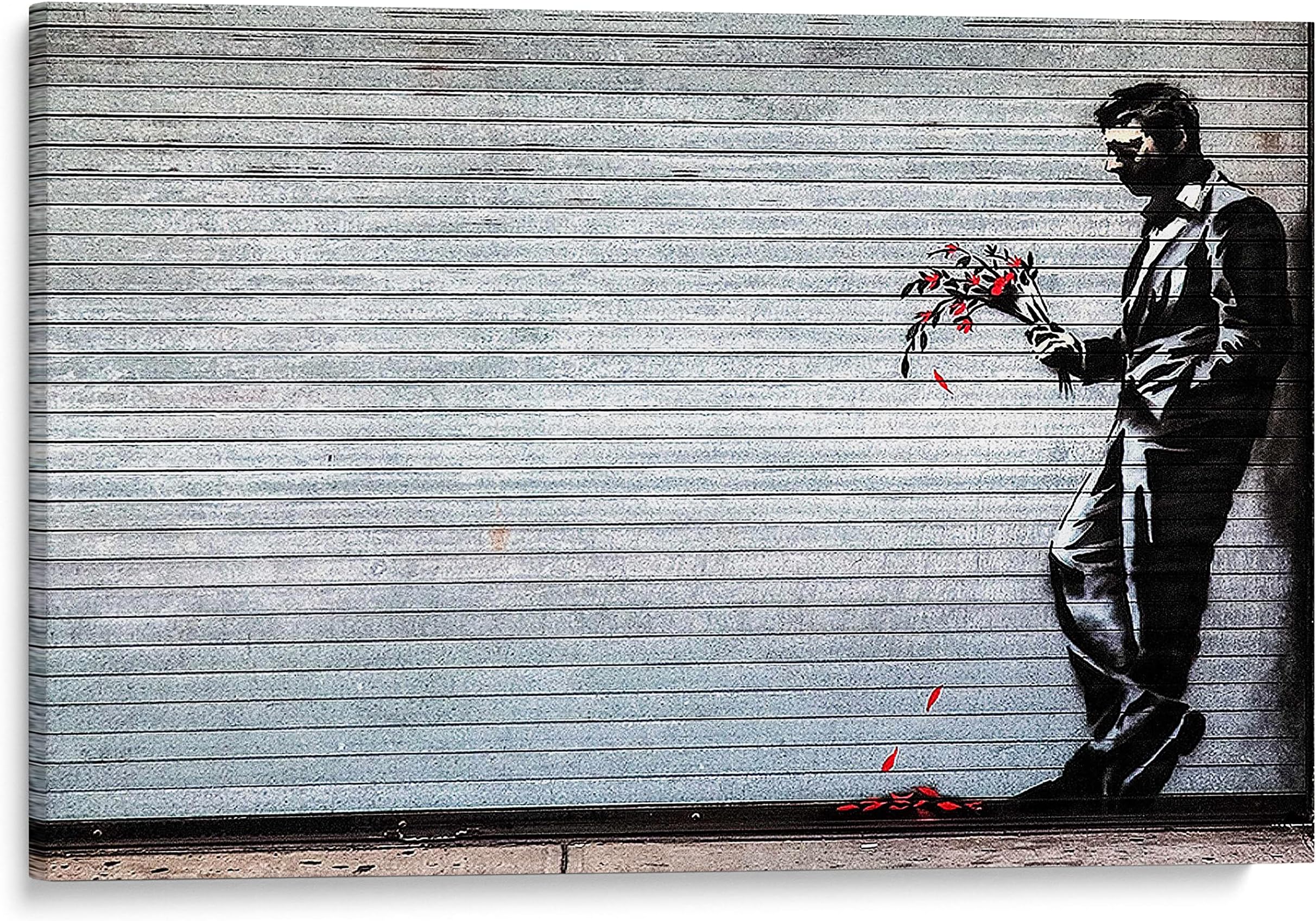 PRINTROY, Waiting in Vain At The Door of The Club Canvas Wall Art Print by Banksy, Street Art Graffiti Framed Giclee Prints for Home Office Wall Decor 30X20 cm (12"X8")