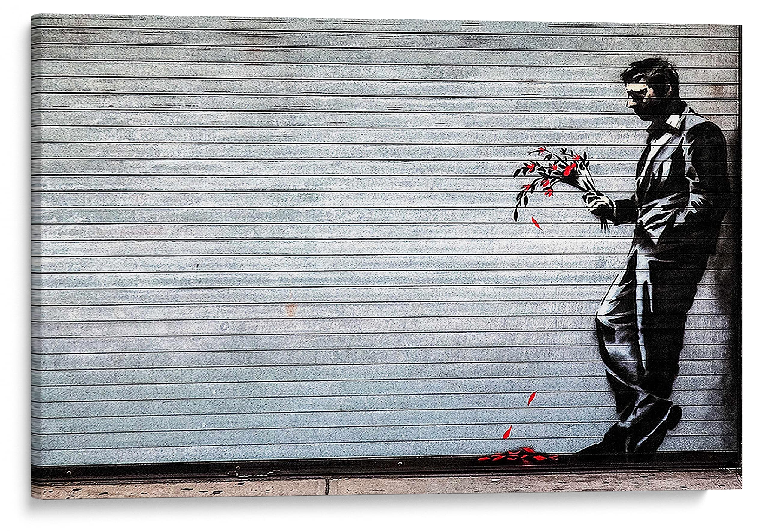 PRINTROY, Waiting in Vain At The Door of The Club Canvas Wall Art Print by Banksy, Street Art Graffiti Framed Giclee Prints for Home Office Wall Decor 30X20 cm (12"X8")