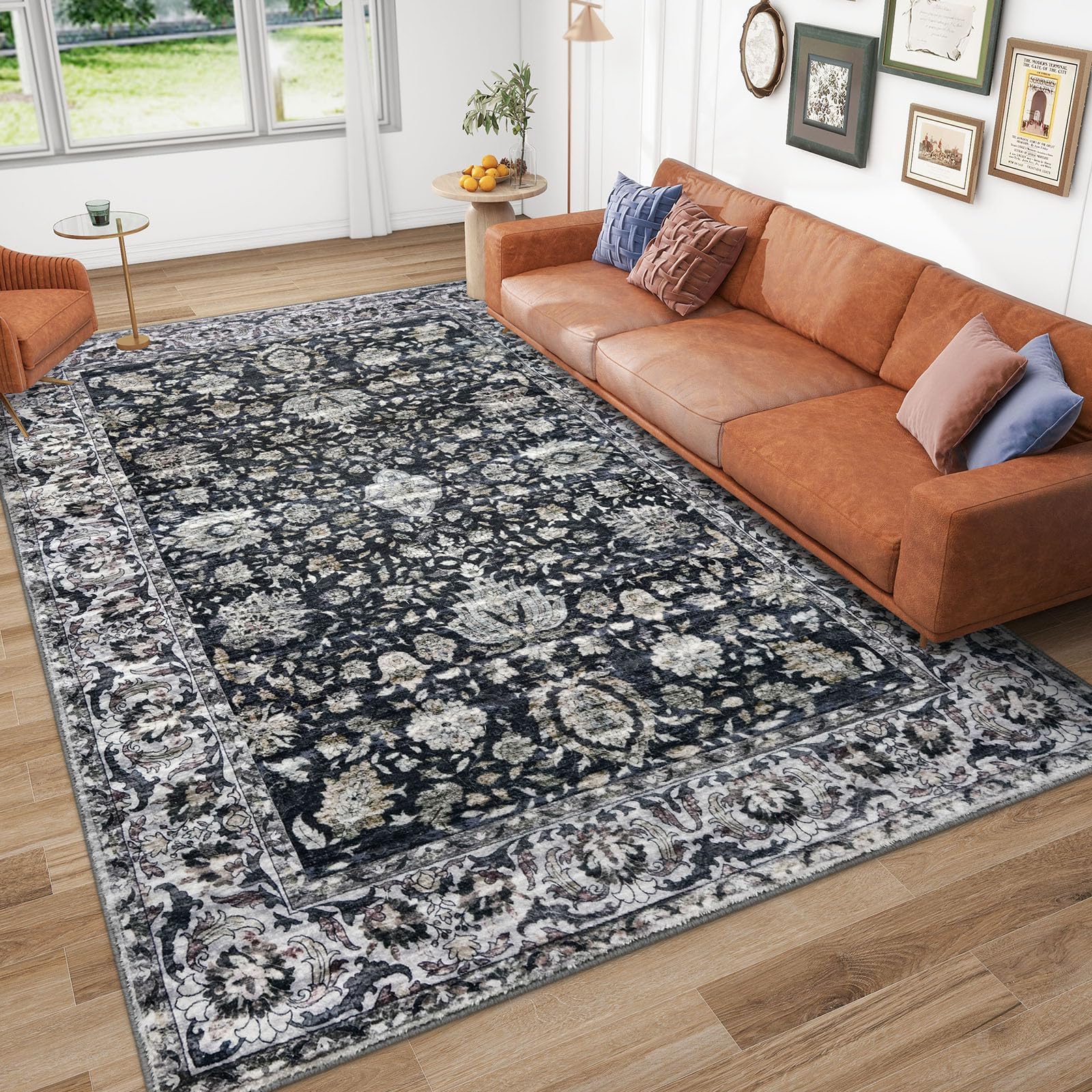 HUGEAR Verde Tappeto Salotto 80x150cm Camera Da Pranzo Antiscivolo Tappeti Lavabile In Lavatrice Carpet Moderno Motivo Floreale Esterno Pelo Corto Misure Grandi Cameretta Sala Rug