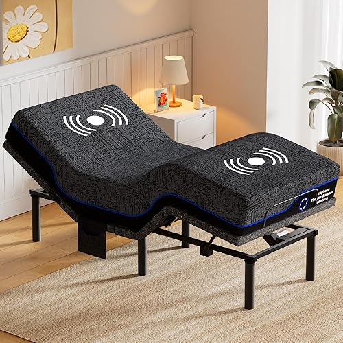 Miniatura 9 de Amada Split King - Marco de cama ajustable y juego de colchón de espuma viscoelástica de gel refrescante de 14 pulgadas, masaje, inclinación de