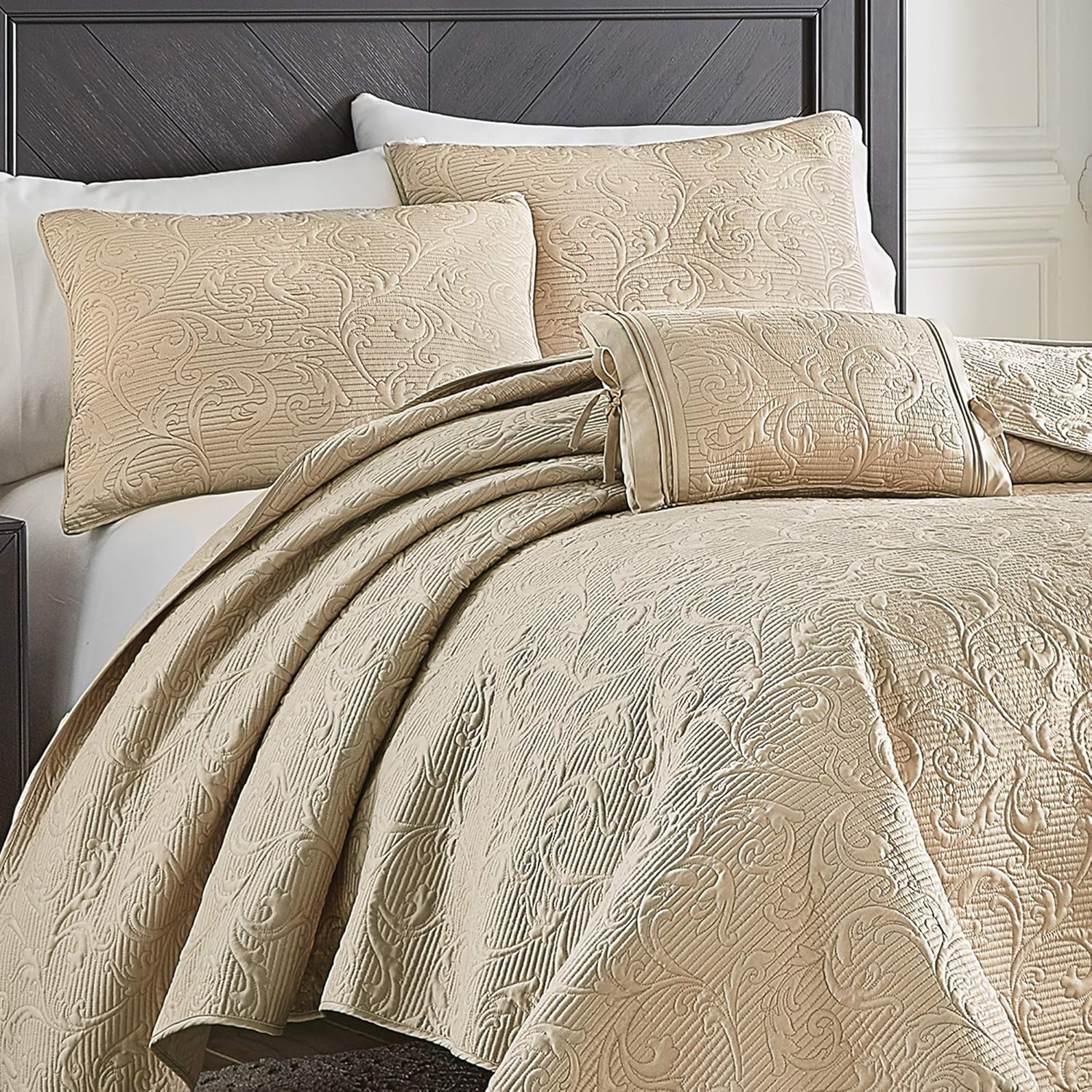 Croscill Cosette King Quilt, Taupe Home & Kitchen