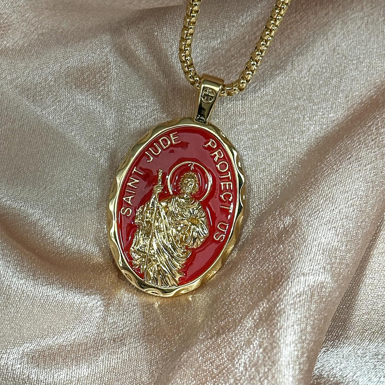 Saint Michael/St Christopher/Virgin Mary Patron Saint Necklace, Gold-Plated Copper Oval Medallion with Bible Verses, Religious Protection Amulet Jewelry for Men Women，Adult Use Only