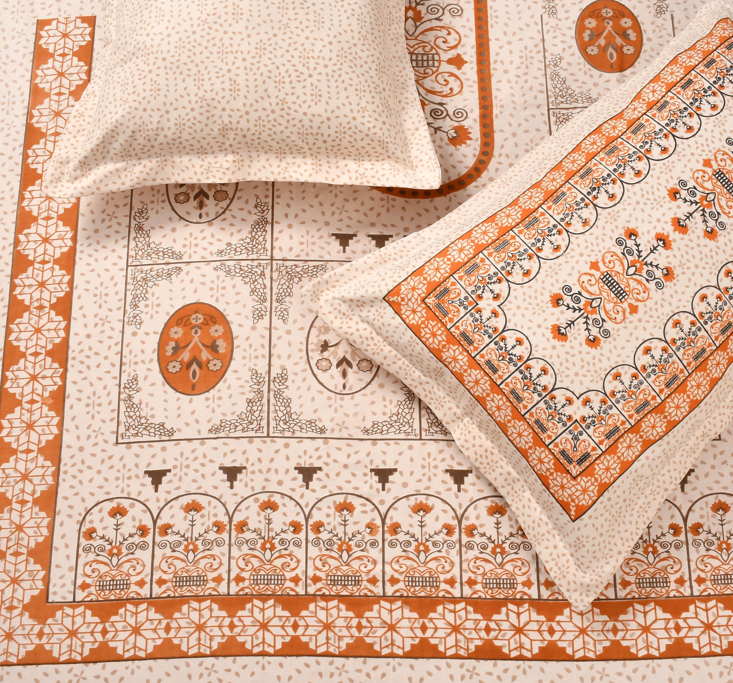 BSB HOME Hand Block Printed 200 TC Cotton Double Bed Bedsheet Handmade Long Lasting Color Fade Resistant Luxurious Flat Sheet (90 x 100 Inches, 228 x 254 Cm, Traditional- Light Pink)-image-48