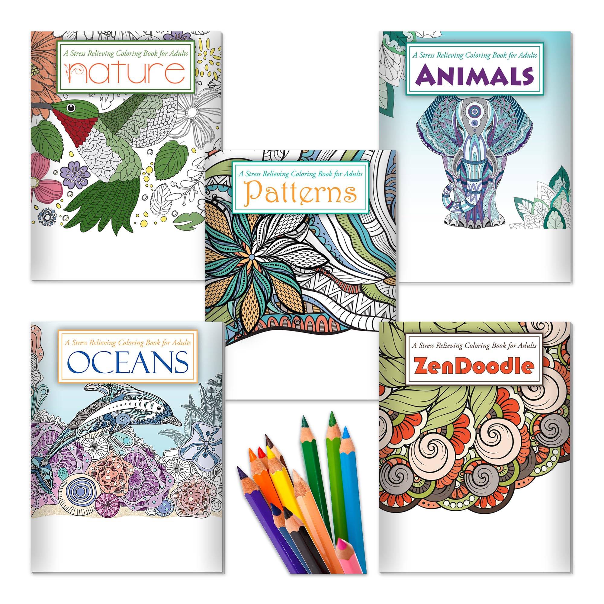 Amazon.com: ZOCO - 5 Adult Coloring Books with Colored Pencils