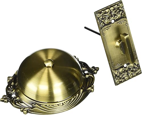 idh by St. Simons Craftsman 18054-005 Craftsman Campana giratoria de latón macizo de alta calidad con placa de llave, latón antiguo