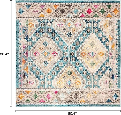 Vista 266 de Safavieh Madison Collection MAD418F - Alfombra de área con diamantes, Polipropileno, Azul Oscuro/Amarillo