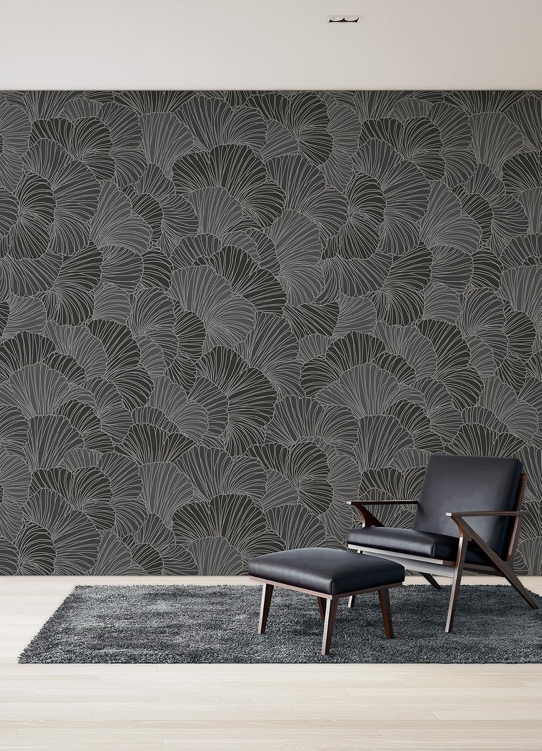 REMIX Walls by Katie Hunt A-Street Prints Petals Charcoal Grey Wall Mural