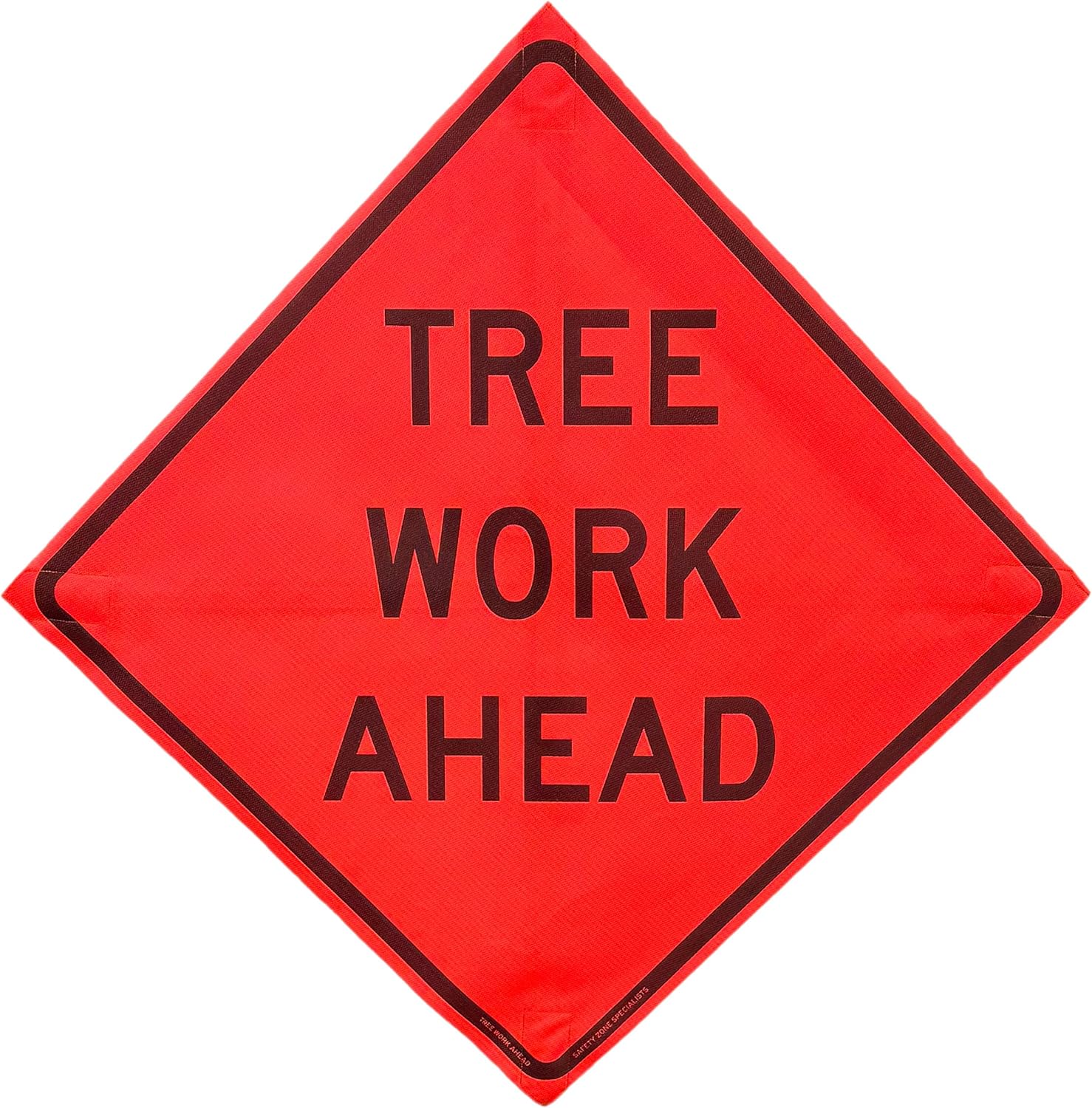 OrangeGear® 48” x 48” MUTCD TTC Compliant Safety Orange Mesh Temporary Traffic Control Rollup Signs (Tree Work Ahead (WITH Ribs))