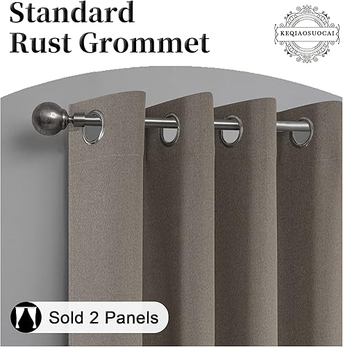 Miniatura 5 de Cortinas opacas con textura de lino para dormitorio, ahorro de energía, con aislamiento térmico y ojales antioxidantes, para sala de estar (2