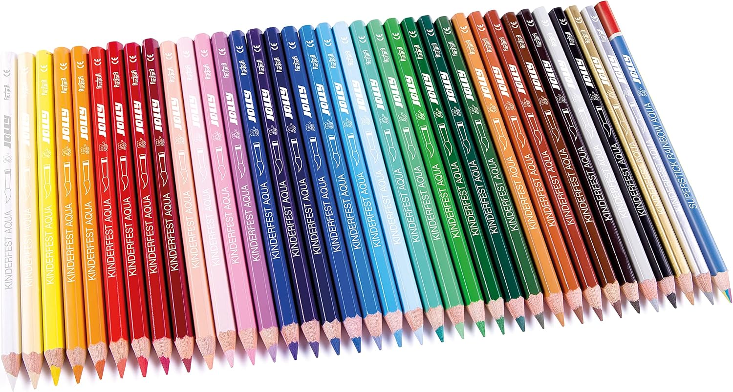 Jolly Supersticks Premium European Aqua Watercolor Pencils with Tin Carrying Case; Set of 36