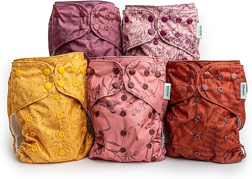 Kinder Juego de 5 pañales de tela reutilizables para bebé, estilo de bolsillo, camiseta atlética que absorbe la humedad, recién nacido a orinal 7-60