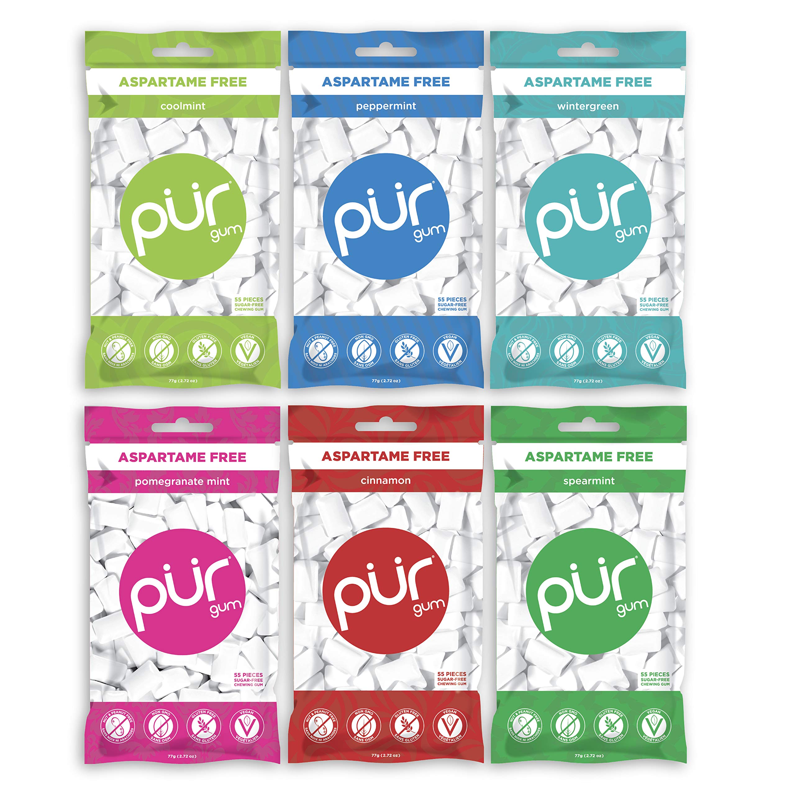 Buy PUR Gum 6 Flavor Assortment Spearmint, Peppermint, Pomegranate Mint
