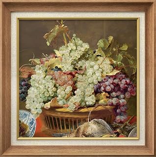 MUDECOR Premium Framed Wall Art Renaissance Style Still Life with Grapes Classic Vintage Illustrations Fine Art Decorative Retro Historic Zen for Living Room, Bedroom, Office - 26"x26" Natural