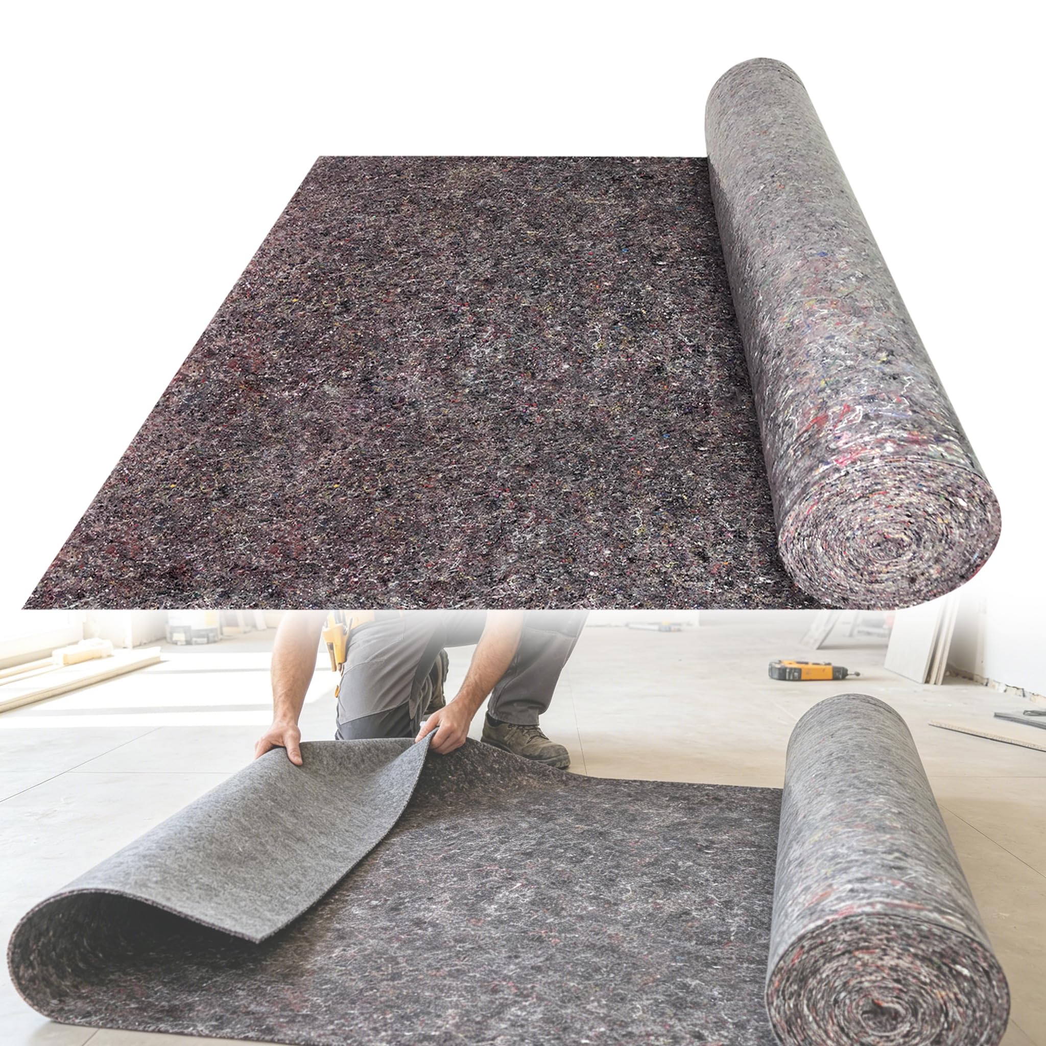 Yunvin Painter's Protective Fleece, 50 m x 1 m, 50 m² Cover Fleece Roll with PE Non-Slip Coating, 180 g/m² Cover Fleece for Wallpapering and DIY Enthusiasts