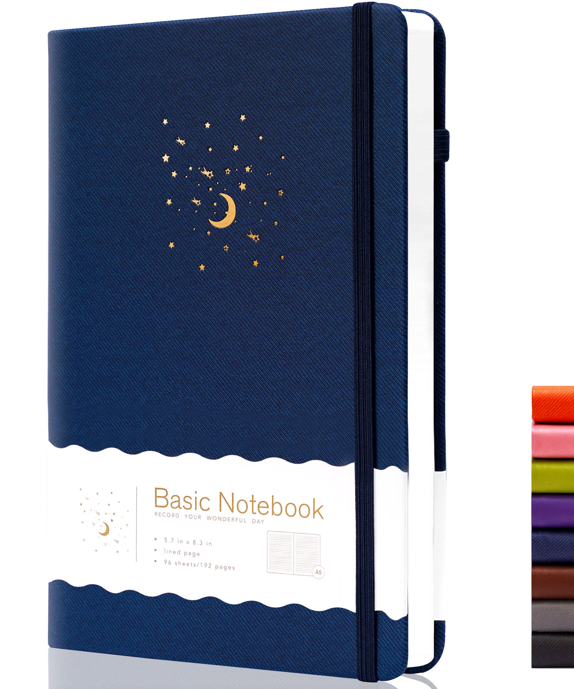 CAGIE Lined Journal Notebook for Work, Hardcover Notebook Journal with Pen Loop, A5 Notebook Journal Cover, Medium 5.7" x 8.3", (Blue Ruled), Gifts