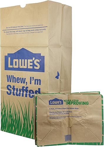 Lowes - Bolsas de papel de colro café de 30 galones para el césped y la basura del hogar y el jardín 10 unidades