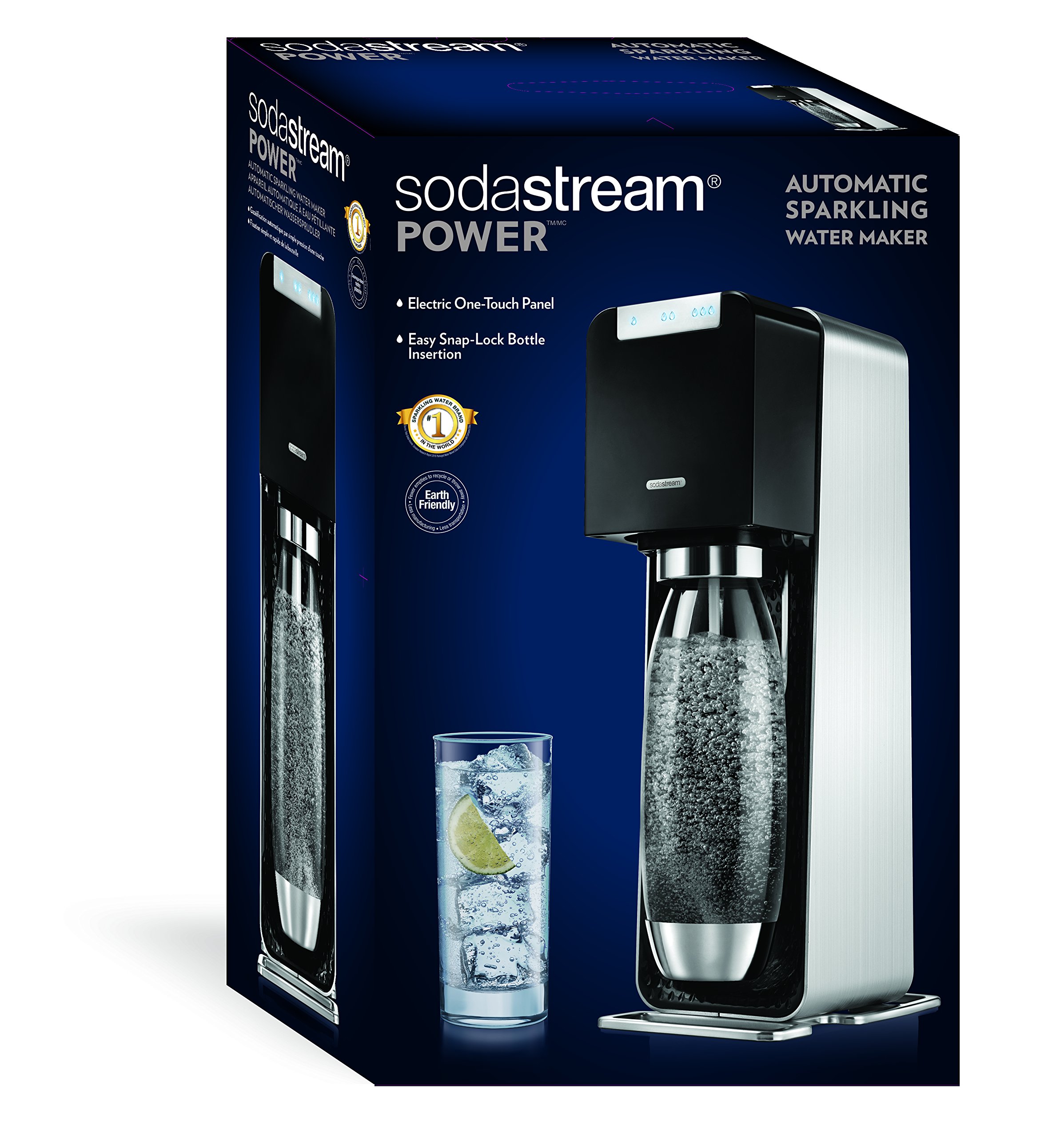 sodastream 1019811441 SST SST Puissance gazéification électrique, Aluminium, Noir, 19,6 x 29,6 x 42 cm