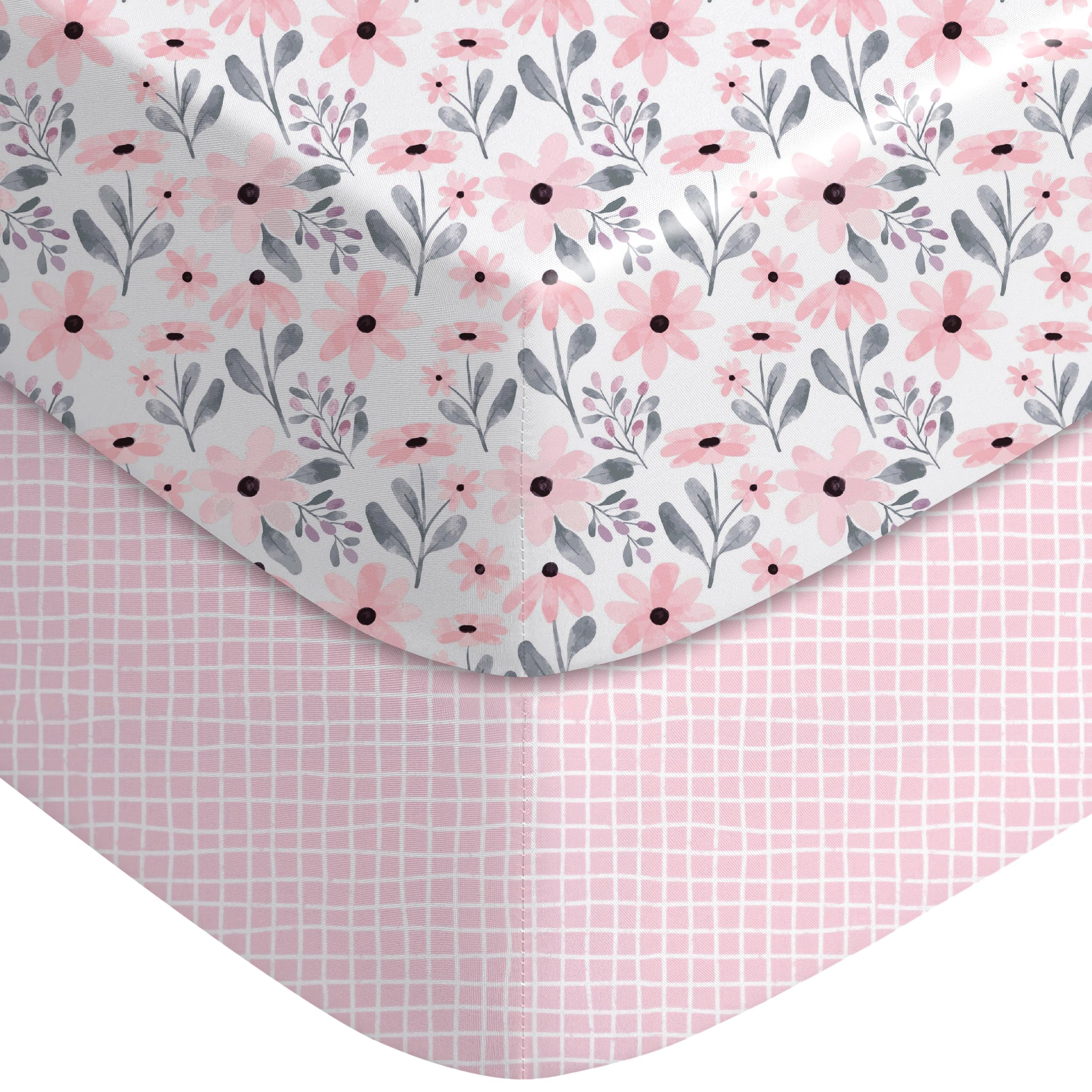 Drap-housse berceau en microfibre fleurie Yoofoss à élasticité durable