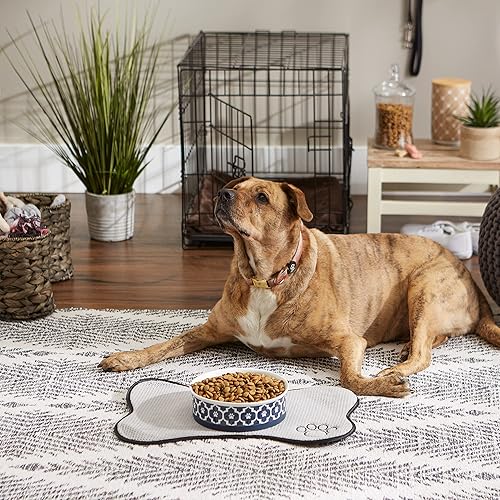 Miniatura 6 de Recipiente y contenedor para mascotas Bone Dry Lattice Collection, grande, 7.5x2.4 pulgadas, azul náutico, 2 piezas