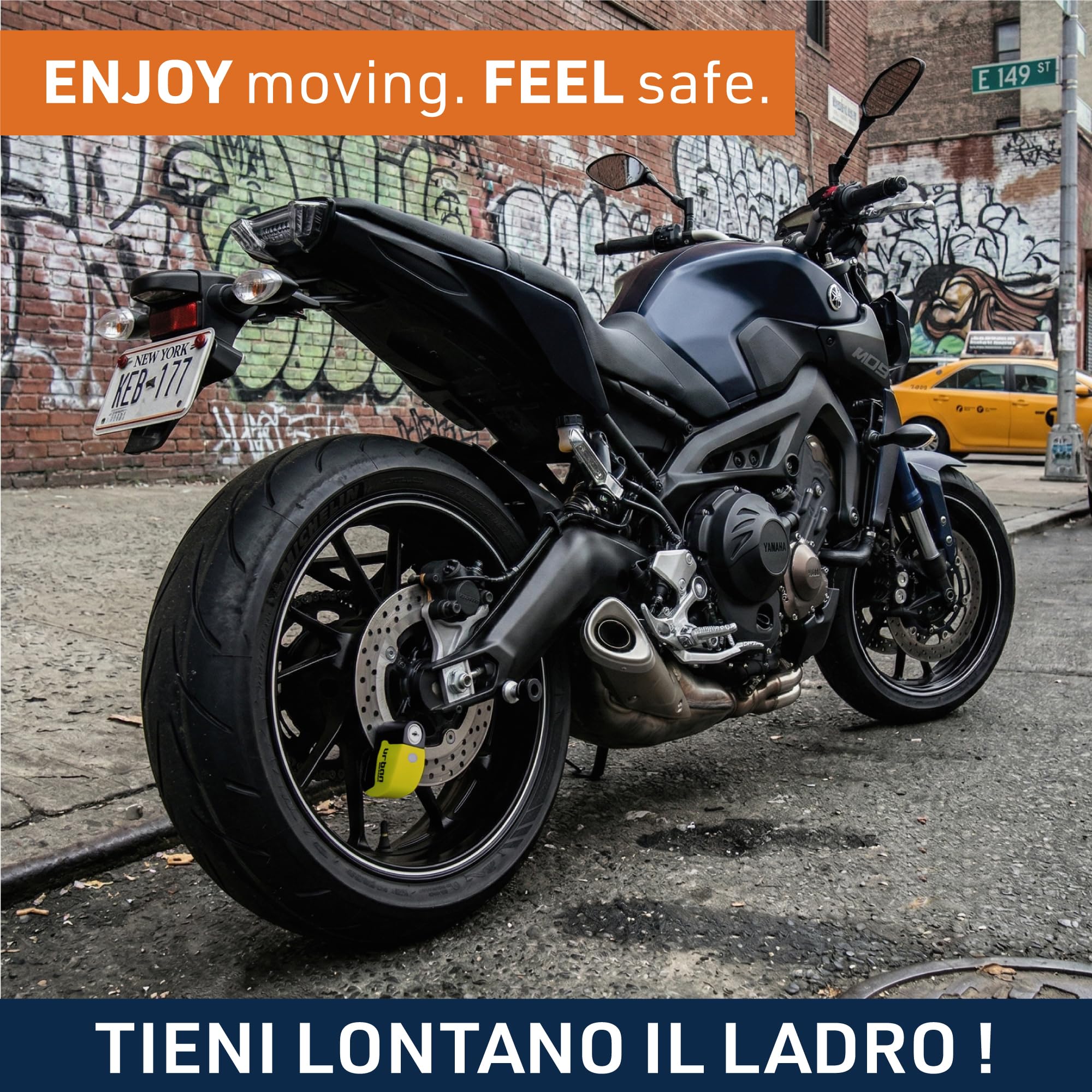 URBAN UR6 Antifurto Moto Blocca Disco con Allarme 120dB LED Impermeabile Sensibilità A+