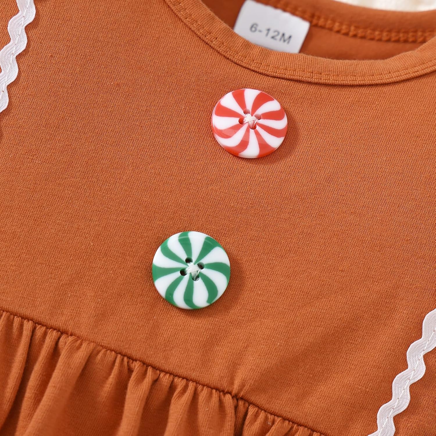 Girl Christmas Outfit Christmas Tree/Gingerbread Man Embroidered Dress Top +Lace Tights 2PC Clothes