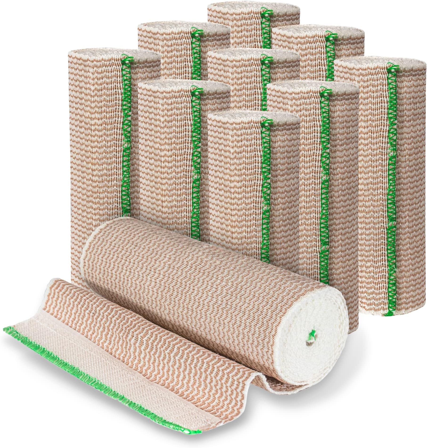 Vakly Elastic Bandage Wrap Roll 6" x 5 Yards (Pack of 10) – Self-Adherent Compression Bandage Roll for Knee, Ankle & Wrist, First Aid and Sports Use