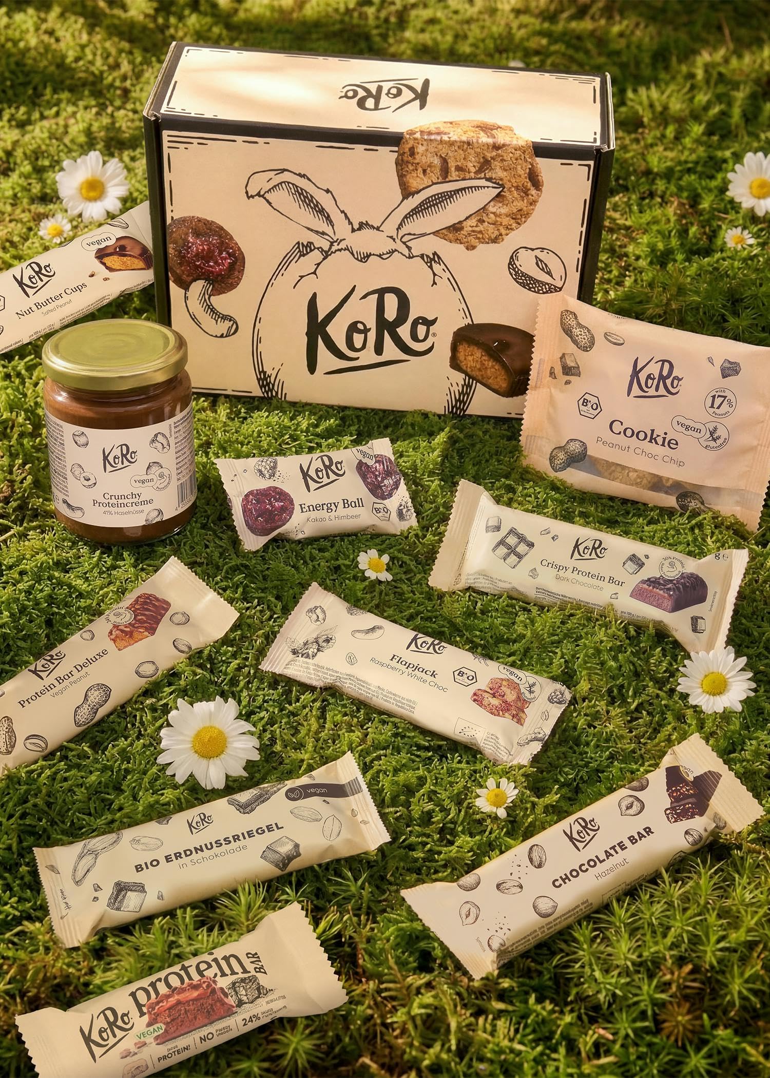 KoRo - Easter Treats Geschenkbox - Limitierte Edition - Zehn süße Snacks - In liebevoll gestalteter Osterbox