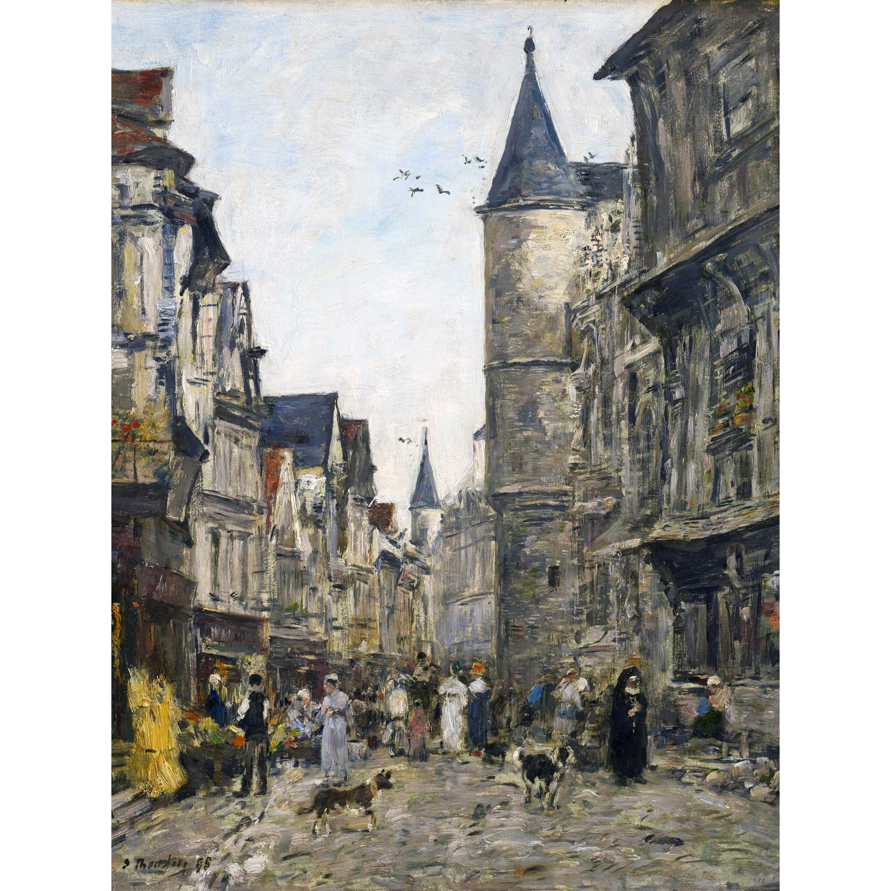 Artery8 Eugene Boudin Rue Saintromain Rouen Painting Premium Wall Art Canvas Print 18X24 Inch