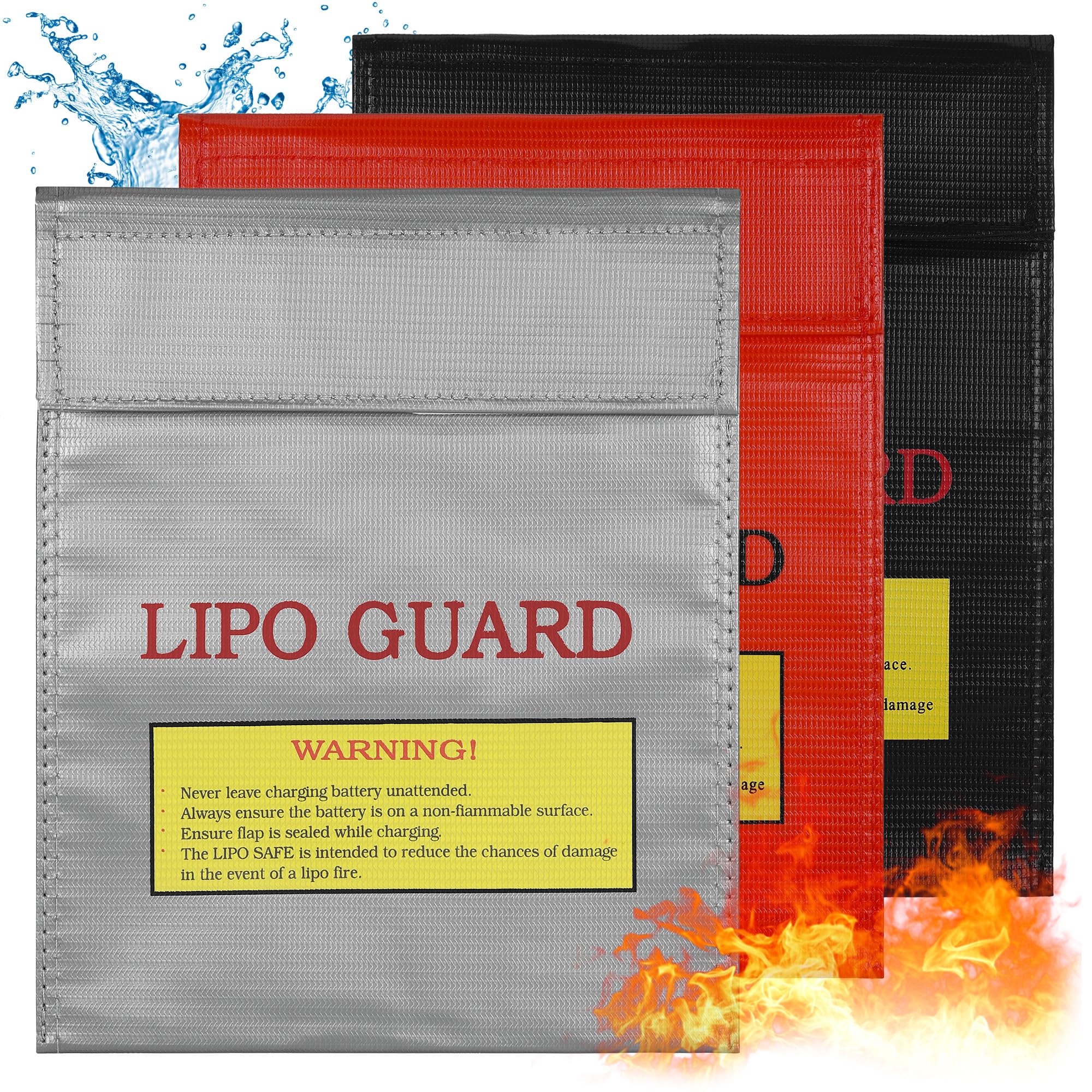 3x Lipo Safe Bag Feuerfest - Sicherheitstasche Für Akkus 18.5x8x6cm